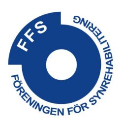 Logotyp för FFS - en blå ring med texten Föreningen För Synrehabilitering runt om